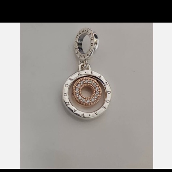 PANDORA SIGNATURE TWO-TONE LOGO CIRCLES DANGLE CHARM Style #: 782287C01 - Picture 3 of 13